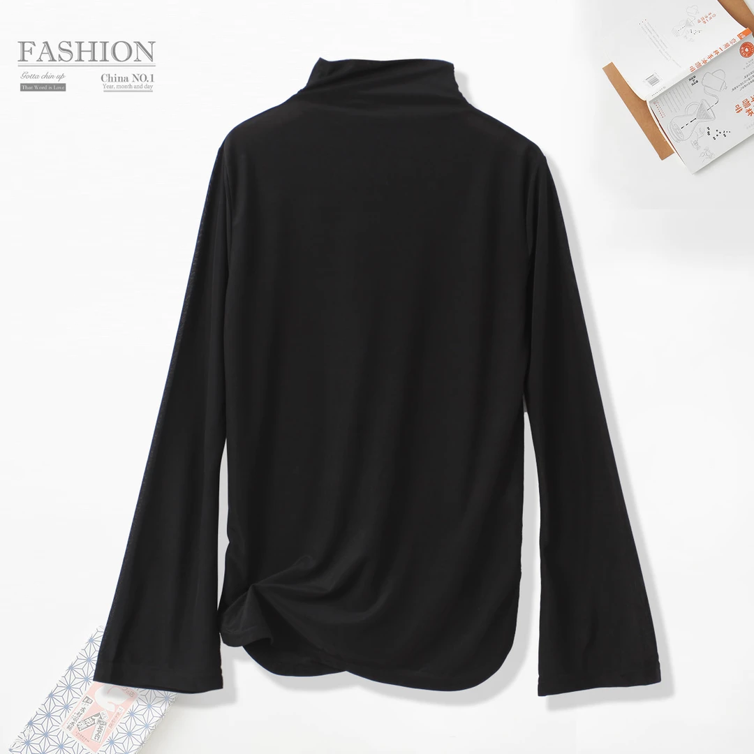 现货！秋季新款女士立领T恤长袖套头打底衫内穿外搭AA843柔软透气