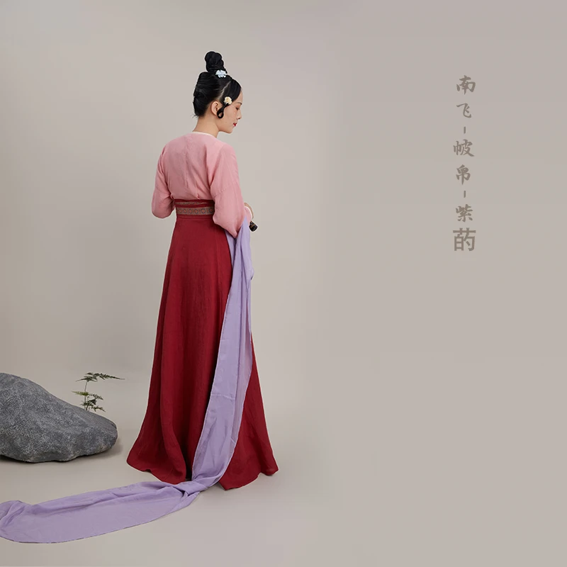 盛锦弦日常唐汉服帔帛[南飞]桑蚕丝帔帛古风中国风仙气多彩披肩