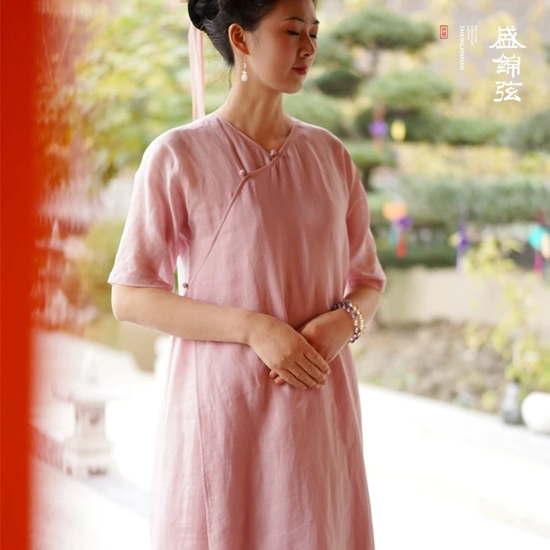 盛锦弦原创设计复原汉服[听鸣蝉]女禅服棉麻轻薄国风汉元素古风