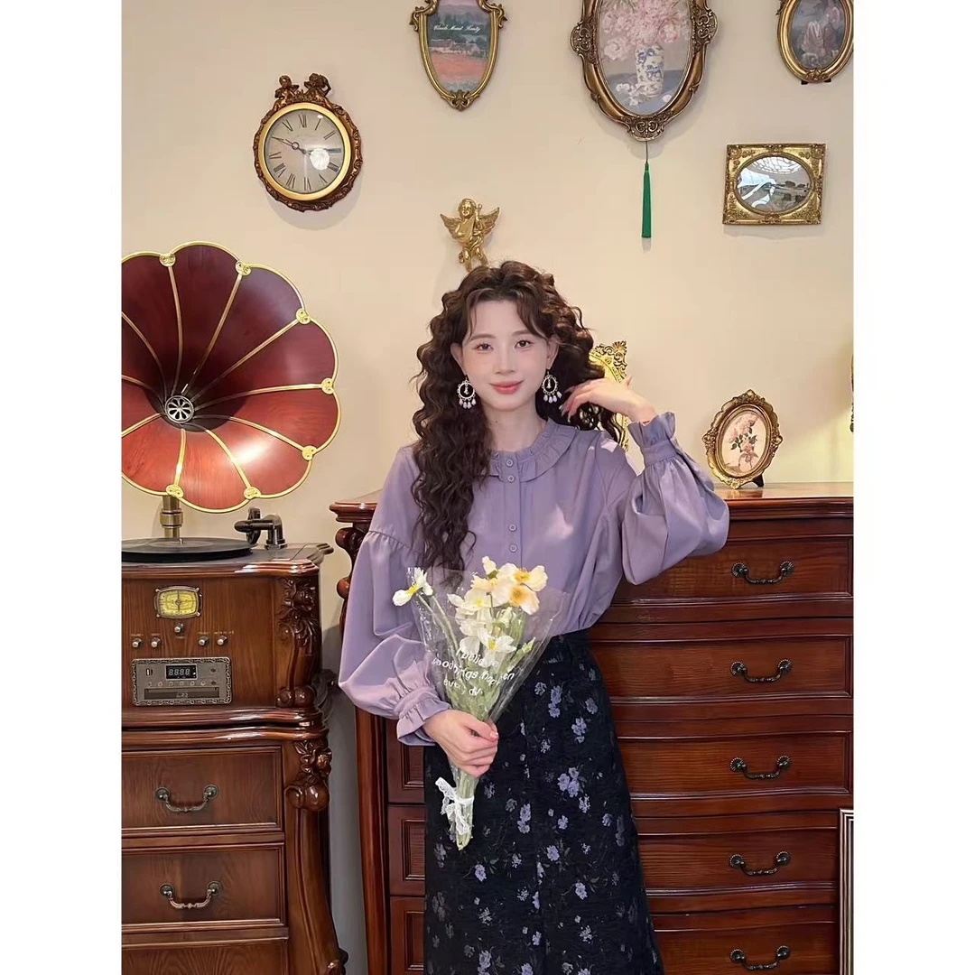 温敏er【浪漫芳华】气质百搭长袖衬衫女宽松显瘦上衣MF0924401