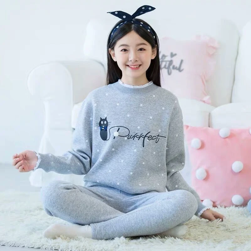 2025秋冬季保暖内衣女大童加绒加厚儿童秋衣秋裤初中高中学生套装