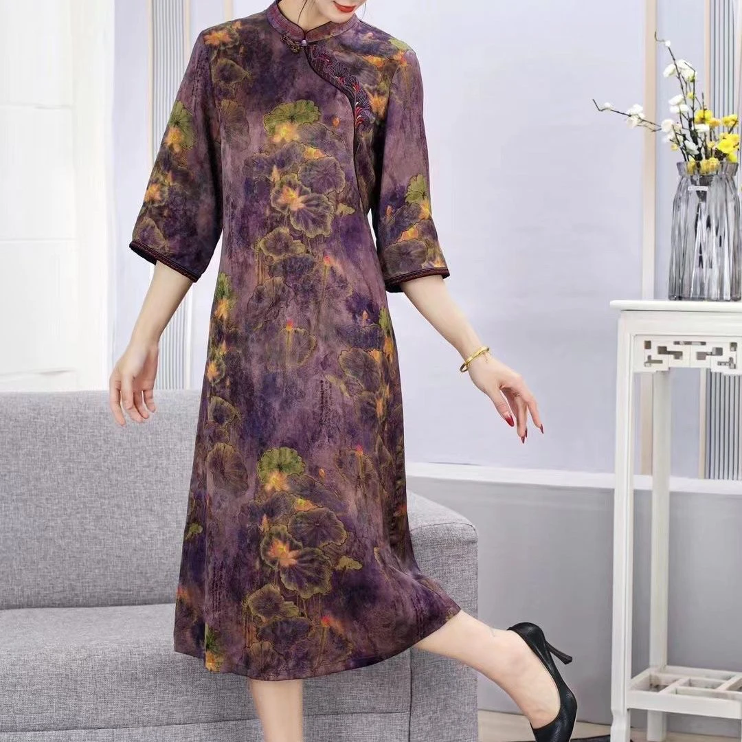 7273新款国风气质显瘦中长款连衣裙