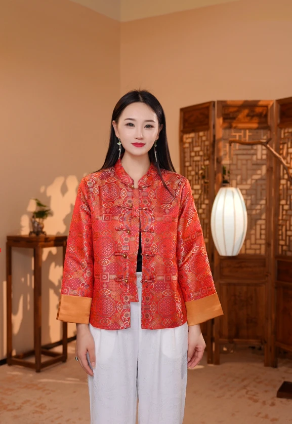 6803新款气质古风短款长袖上衣外套