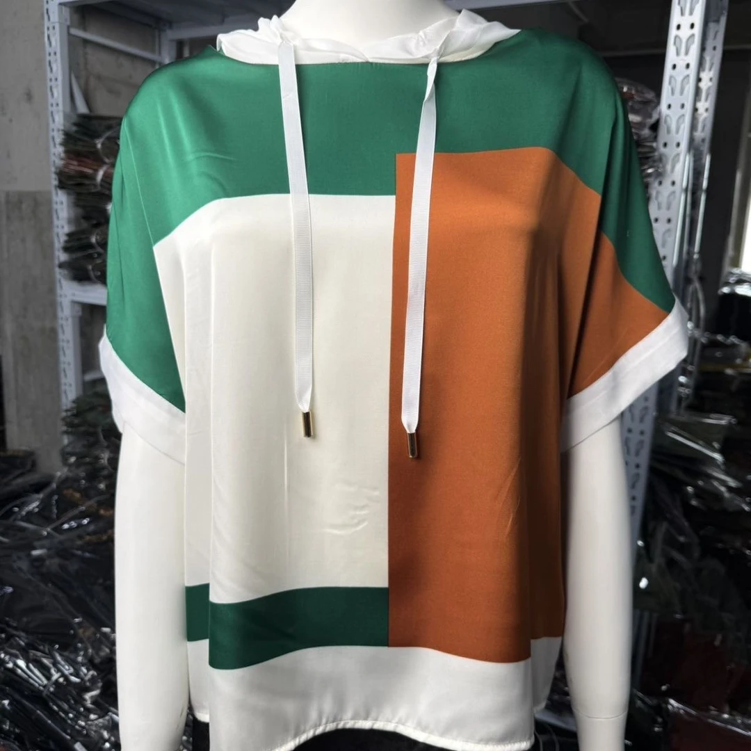 新款福利洋气不规则戴帽休闲T恤上衣6657