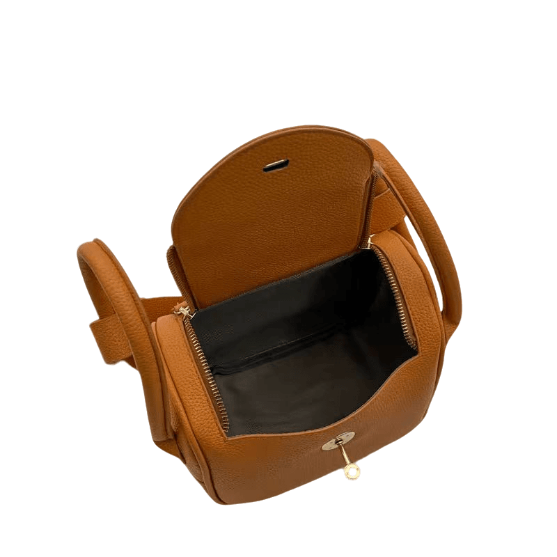 【橙色医生包】时尚休闲女士复古荔枝纹橙色医生包