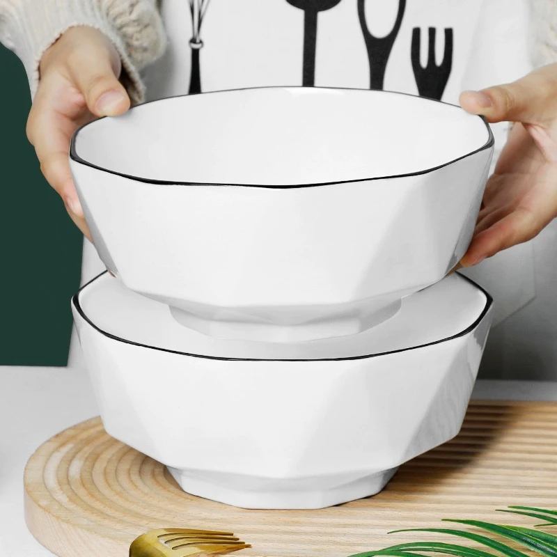 陶瓷钻石大汤碗2只装陶瓷碗