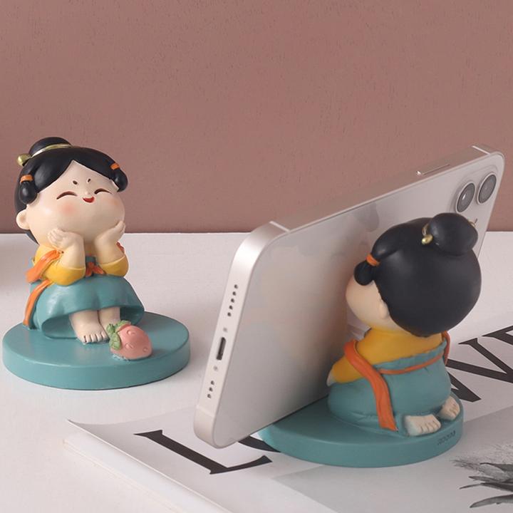 国风手办潮玩唐侍女古风唐妞可爱治愈系女孩摆件桌面手机支架