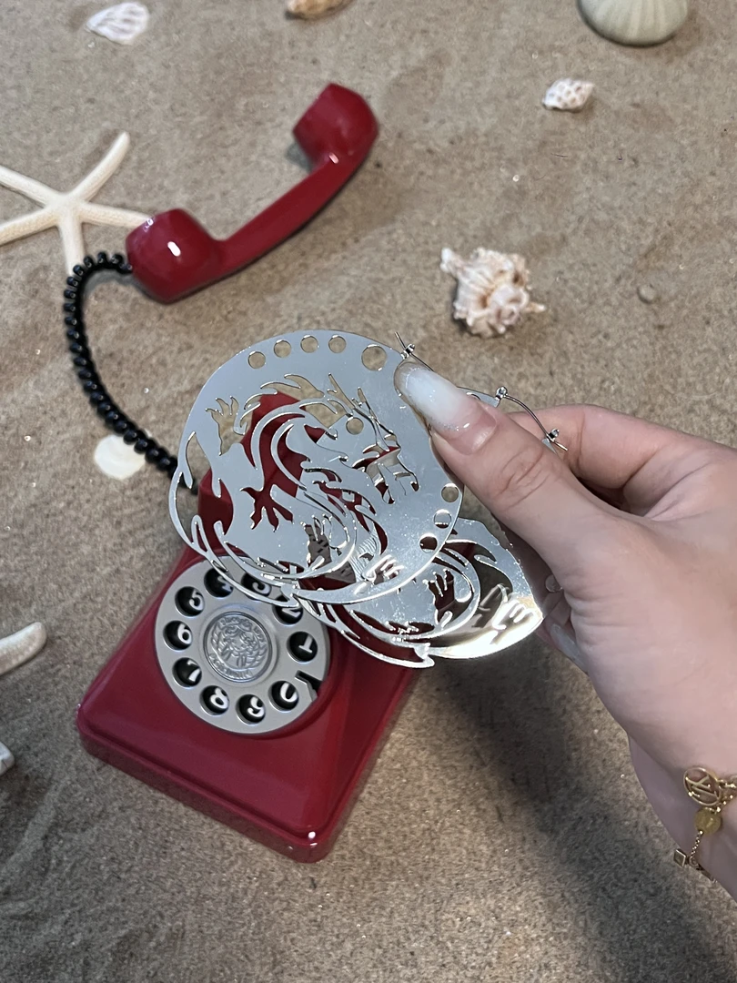 非金属锦纶耳饰 6NE  龙纹金属耳环高级设计感小众轻奢气质时尚