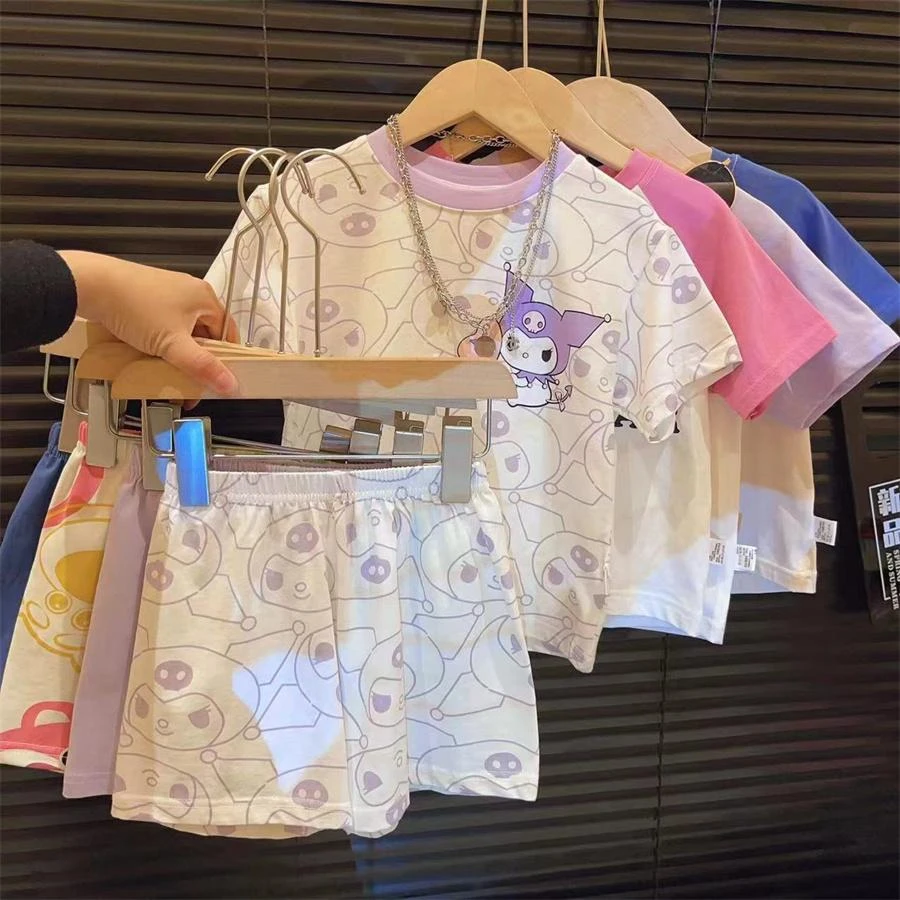 中大童棉质家居服套装夏季2024新款儿童宝宝薄款卡通睡衣两件套