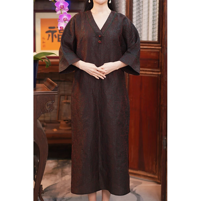 萧娘【友露】香云纱连衣裙复古时尚百搭中国风春夏桑蚕丝国风193