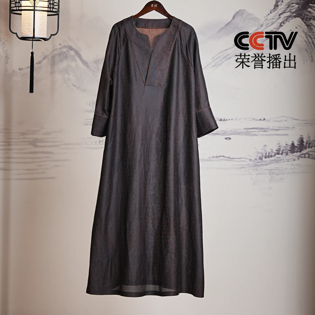 萧娘【咏霖】香云纱新中式女装连衣裙中国风复古桑蚕丝中长款1380