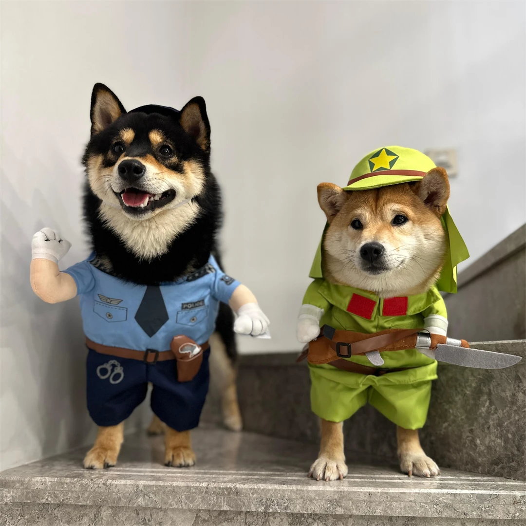 搞怪变身装扮小狗狗猫咪黑猫警长搞笑服饰柴犬小八嘎日本宠物衣服