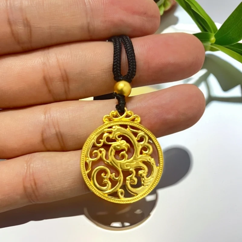 嘉盈珠宝足金999古法龙凤牌吊坠