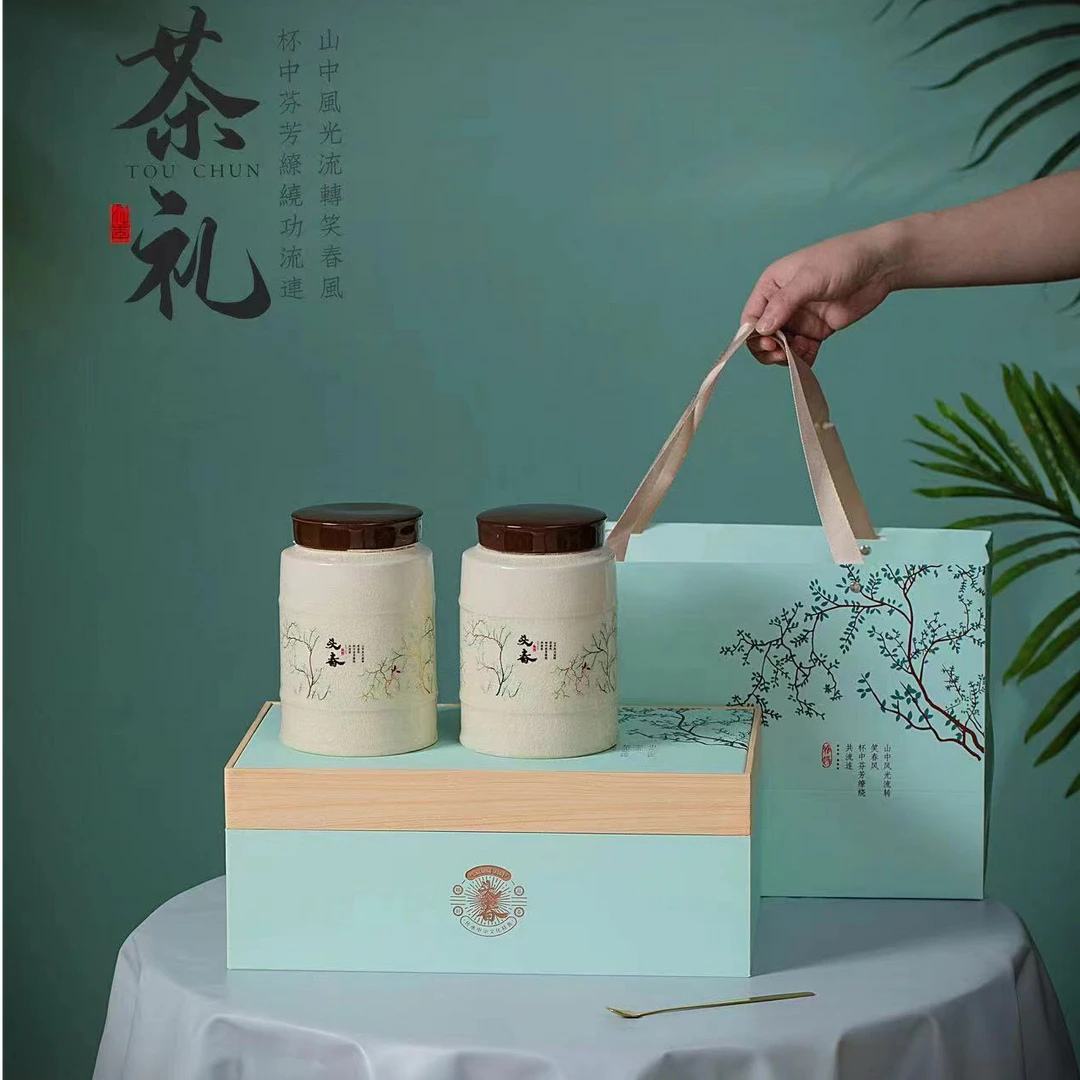 头春】新茶龙井豆香板栗香陶瓷礼盒装200g