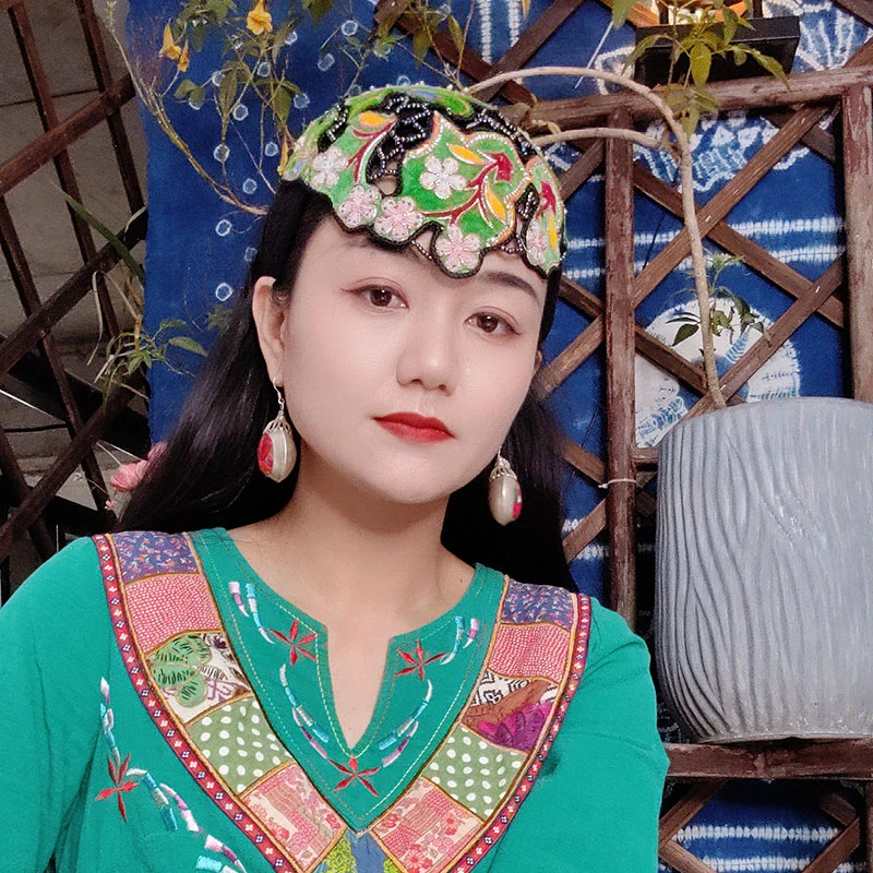 原创设计老绣镂空帽子手工刺绣的发卡遮白发民族风帽143
