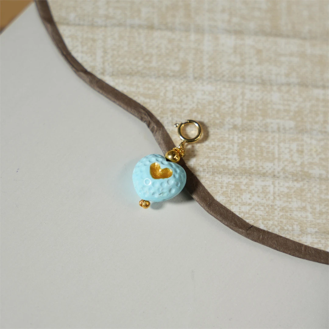 爱心小滴溜-天然松石18K金吊坠（多样性发其一）