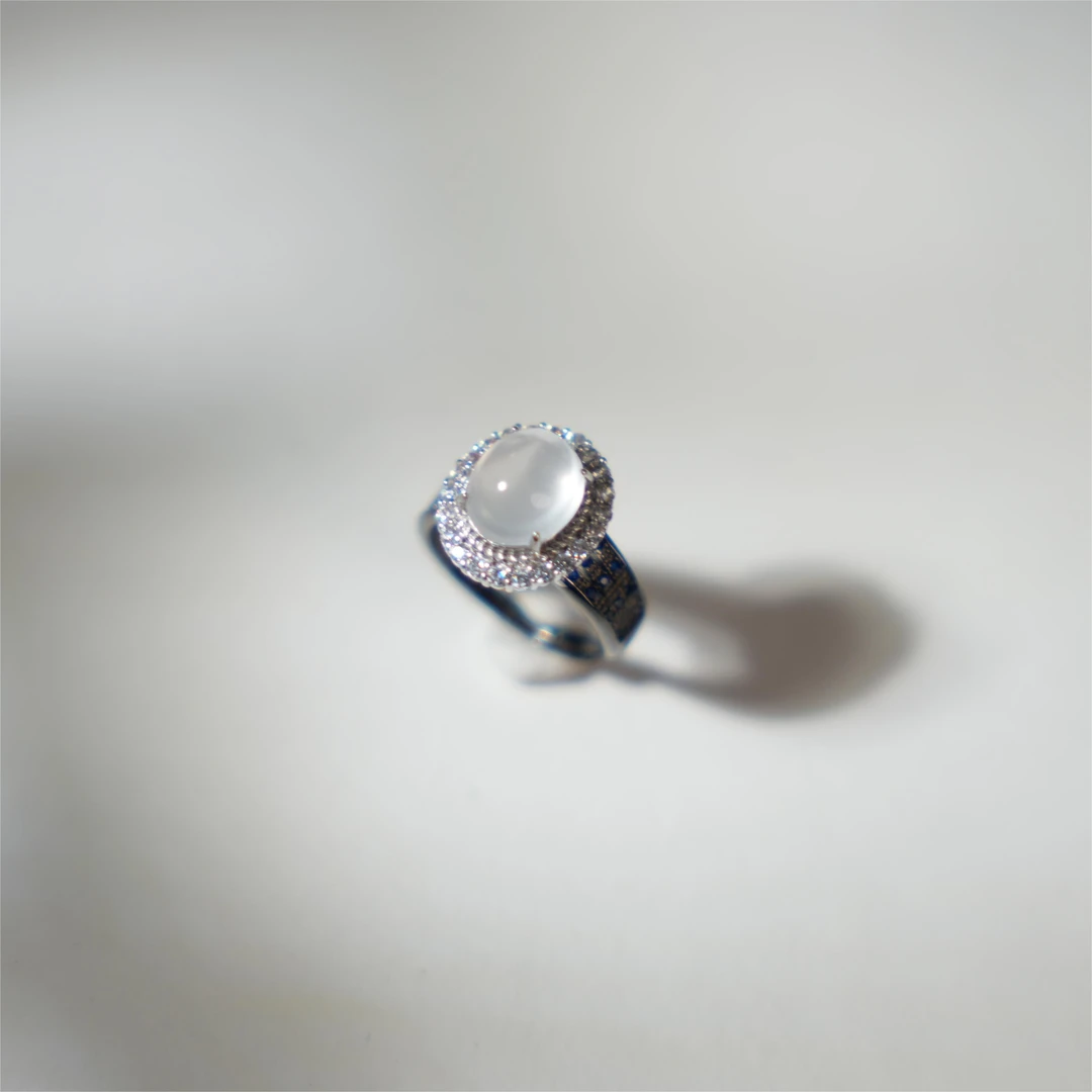 桑宁-天然石英质玉S925银戒指