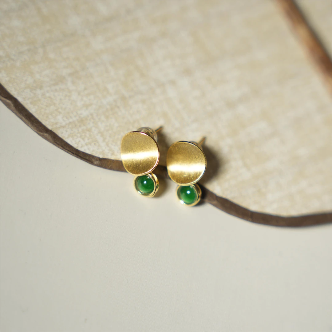 今宜-天然A货翡翠S925银耳钉