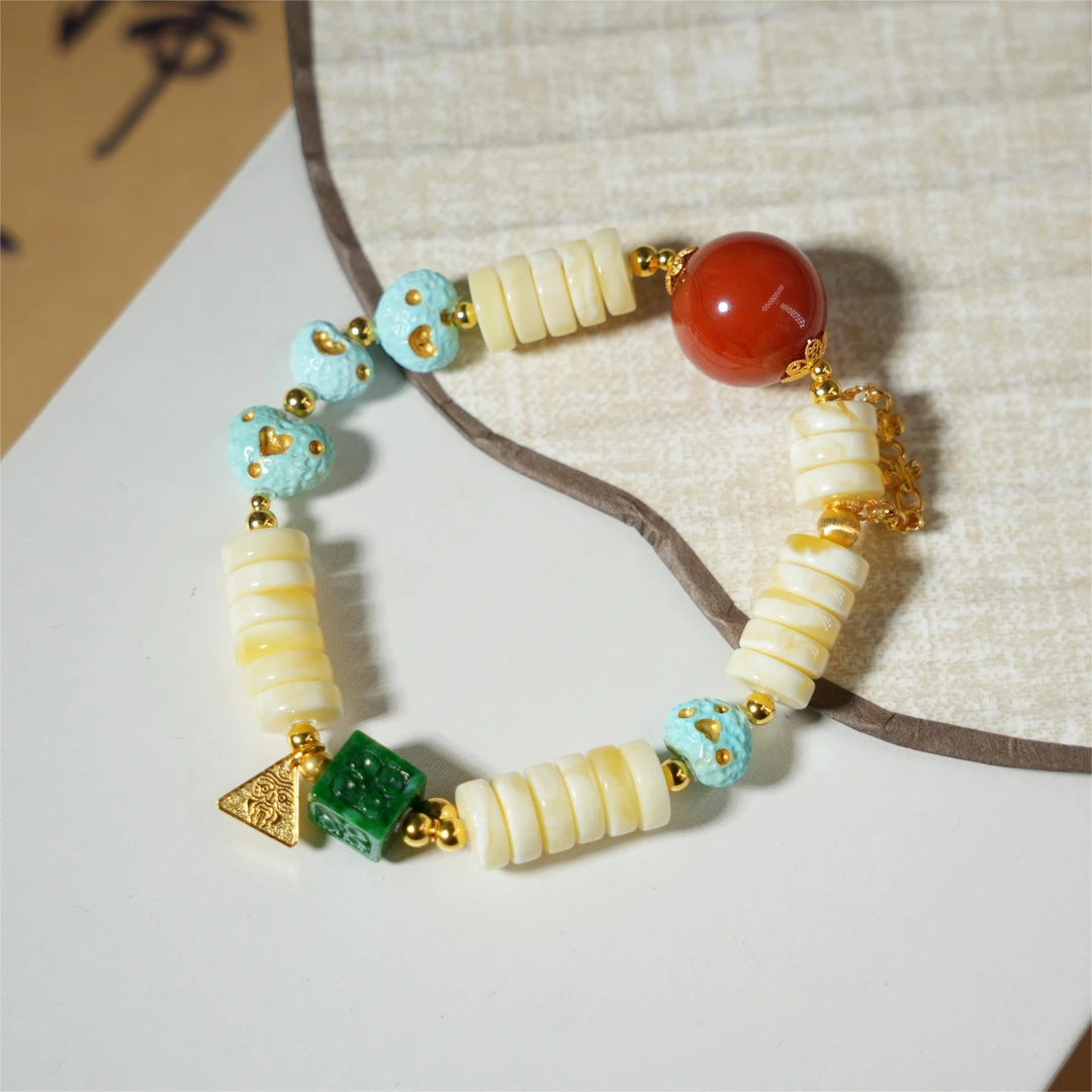 屿彤-天然蜜蜡18K金手串