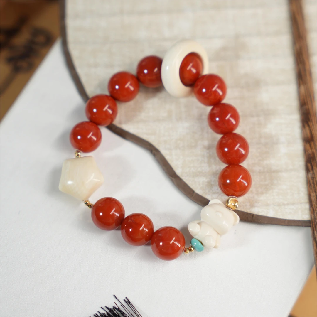 乐熊熊-南红18K金手串