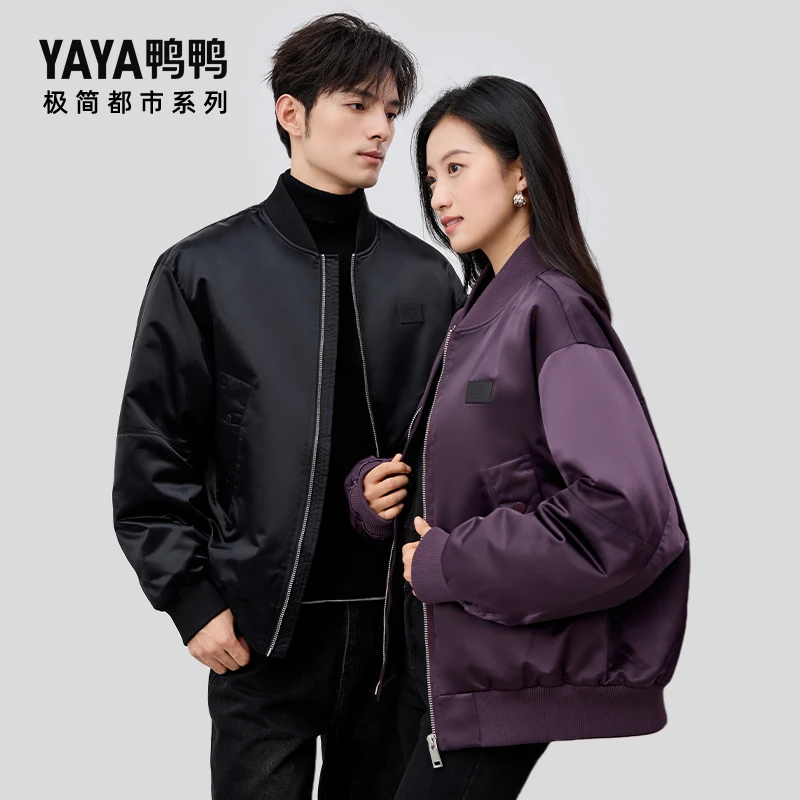 YAYA【极简都市系列】2024休闲夹克保暖男女同款短款时尚羽绒外套
