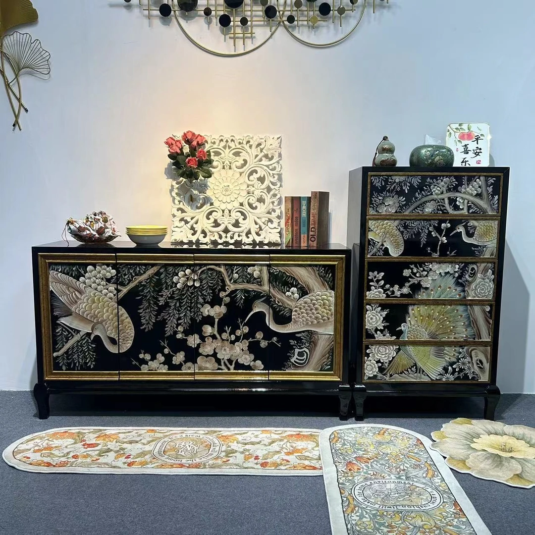 古典欧式奢华雕花复古收纳古风柜子美式轻奢松弛感客厅玄关法式