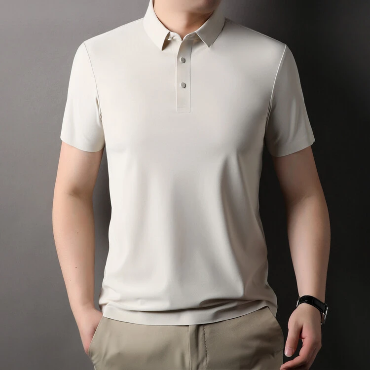男士夏季冰丝翻领polo衫高档商务休闲透气半袖薄款7A抗菌防晒T恤