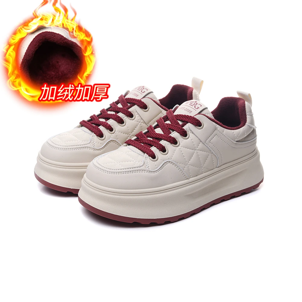 冬季厚底鞋子 王冠鞋业直播小白鞋女棉鞋