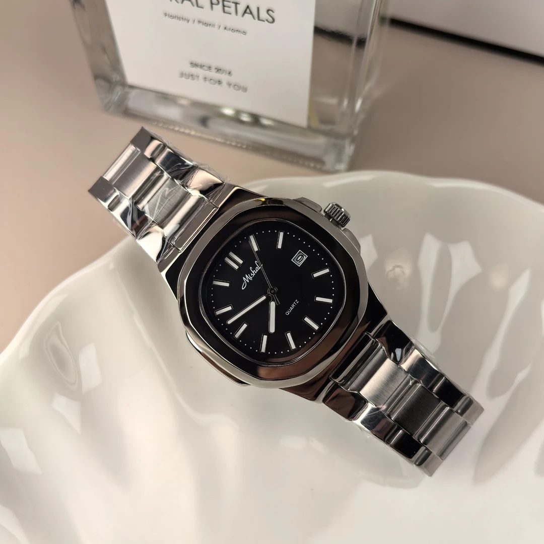 MishaLi米莉莎新款大表盘中性简约显小时尚个性腕表钢带手表