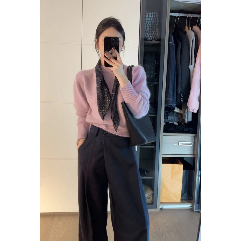 韩系温柔优雅风软糯亲肤套头毛衣绝美百搭上衣  6097