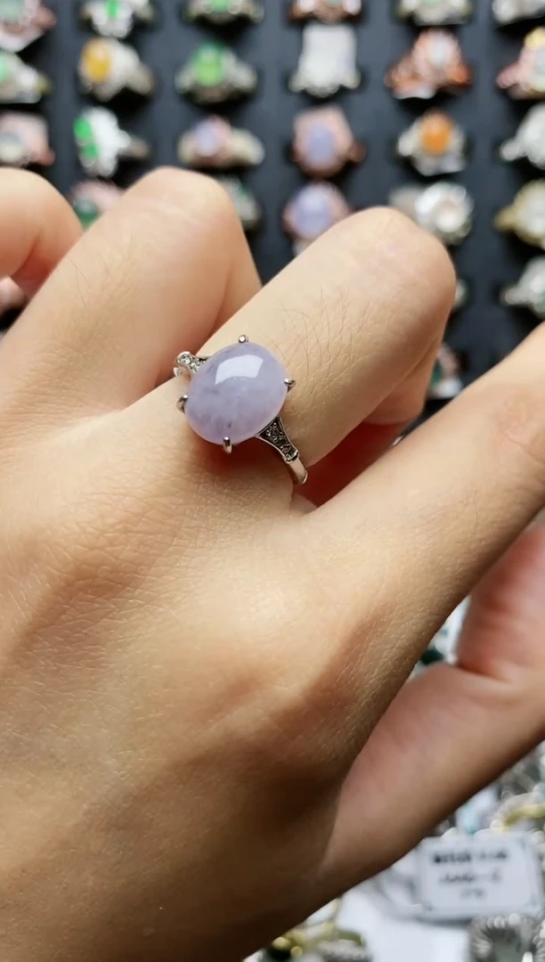 【闪购商品】翡翠戒指银S925镶嵌天然翡翠女戒