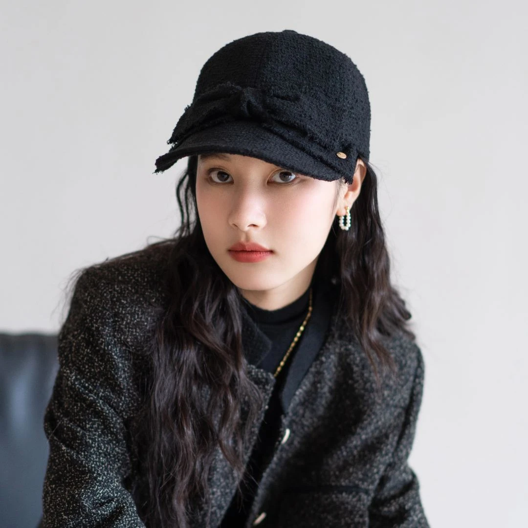 疯帽子 气质蝴蝶结鸭舌帽女款棒球帽子女可折叠 秋冬保暖新品