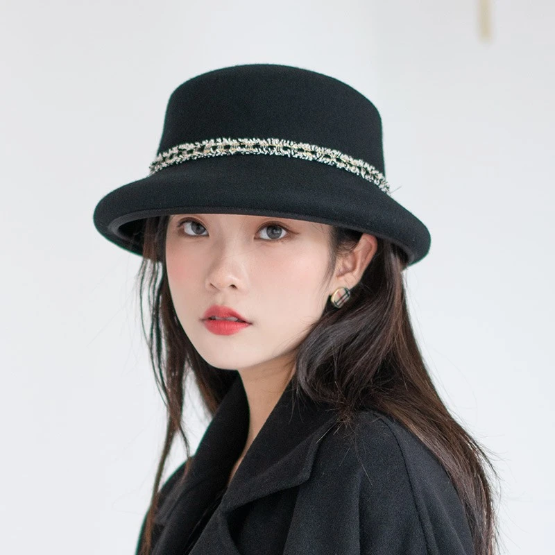 疯帽子气质小香风 复古礼帽 时尚羊毛呢渔夫帽女修脸百搭盆帽秋冬
