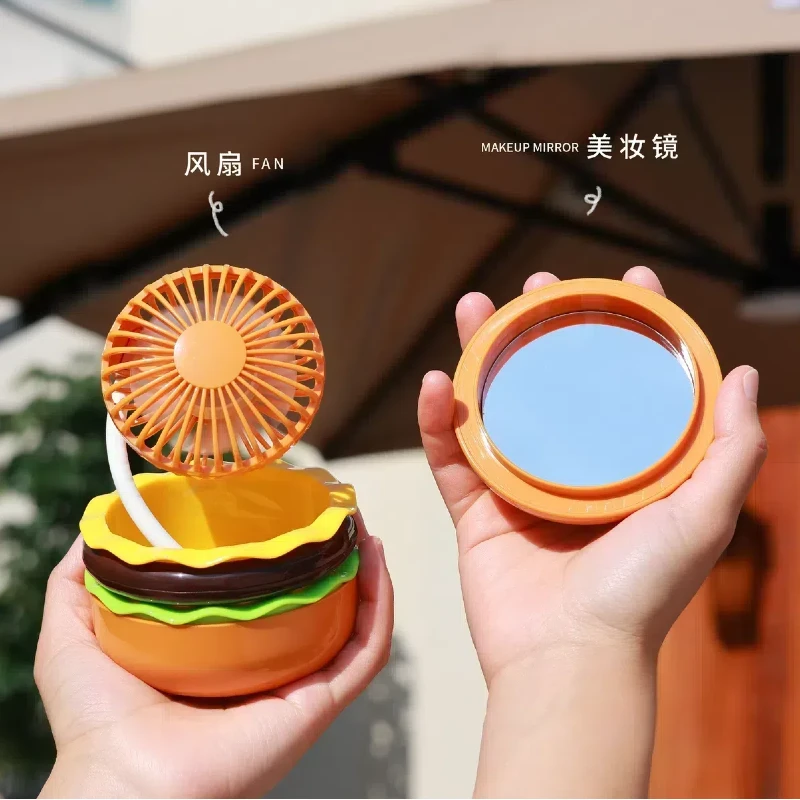 汉堡小风扇网红充电可爱迷你夏天便携创意随身儿童宿舍懒人卡通