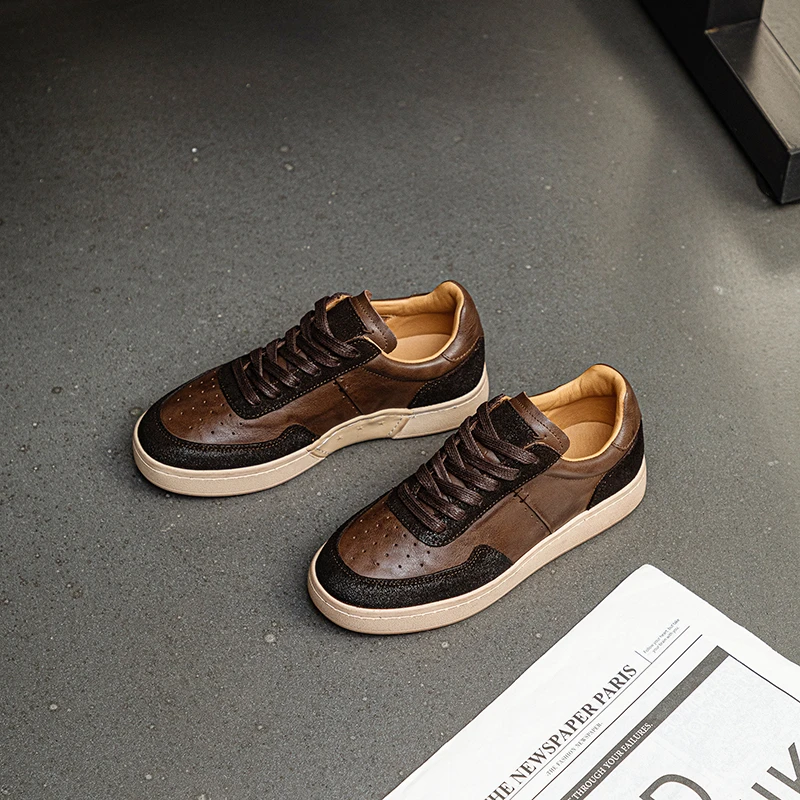 米娅家2025秋季新款德训鞋真皮头层皮运动百搭复古系带软底3061