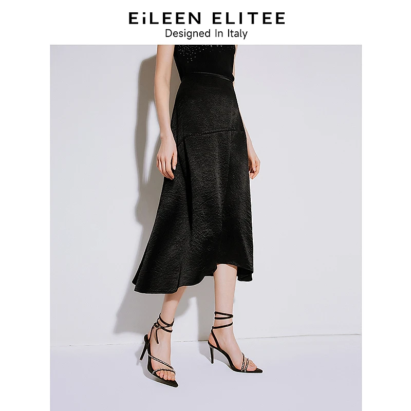 朗姿欧洲EiLEEN ELITEE醋酸法式设计感气质不规则夏季半身裙2024