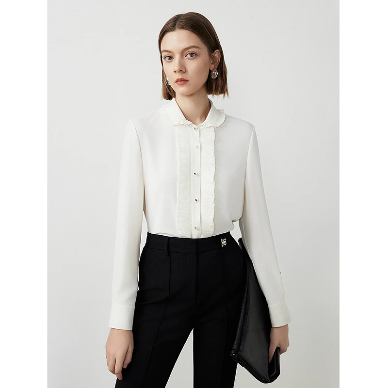 【小余轻奢专属】朗姿复古浪漫设计感通勤白衬衣女2024年新款衬衫