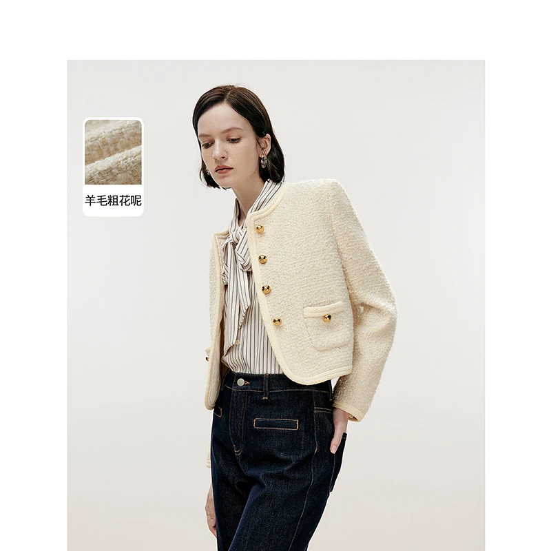 朗姿欧洲EiLEEN ELITEE法式羊毛小香风高级感女2024冬新款短外套