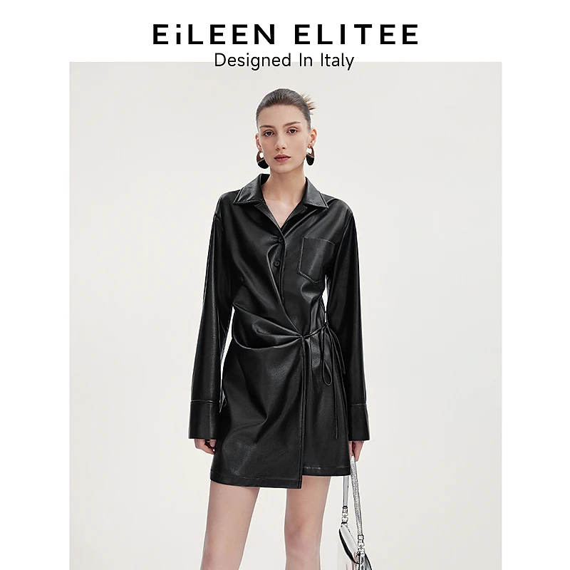 朗姿欧洲EiLEEN ELITEE法式设计感气质显瘦衬衫连衣裙女2024秋季