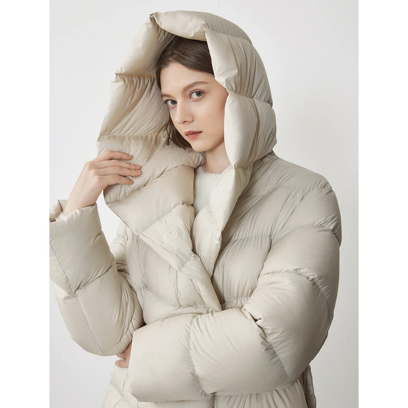 【王楚然同款】朗姿霍尔多巴吉白鹅绒中长款通勤羽绒服女士冬新款