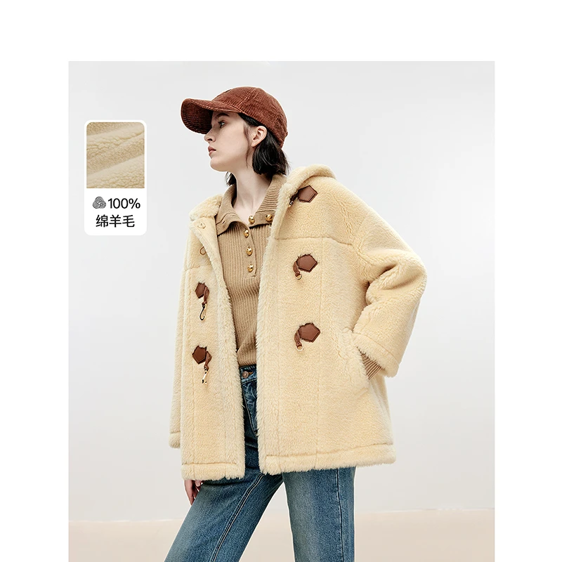 人造皮草 朗姿欧洲EiLEEN ELITEE颗粒大衣外套女2024冬新款仿皮草