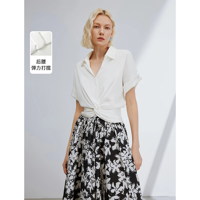 朗姿法式设计感通勤衬衣气质高级感夏季薄款上衣2024新款短袖衬衫