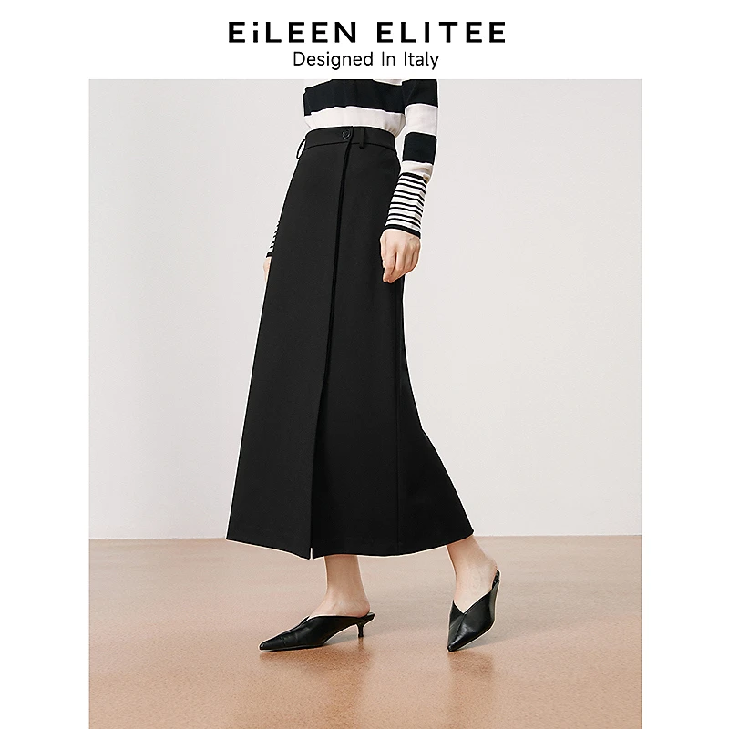 朗姿欧洲EiLEEN ELITEE棉质高腰a字长裙垂感半身裙2024春季新款