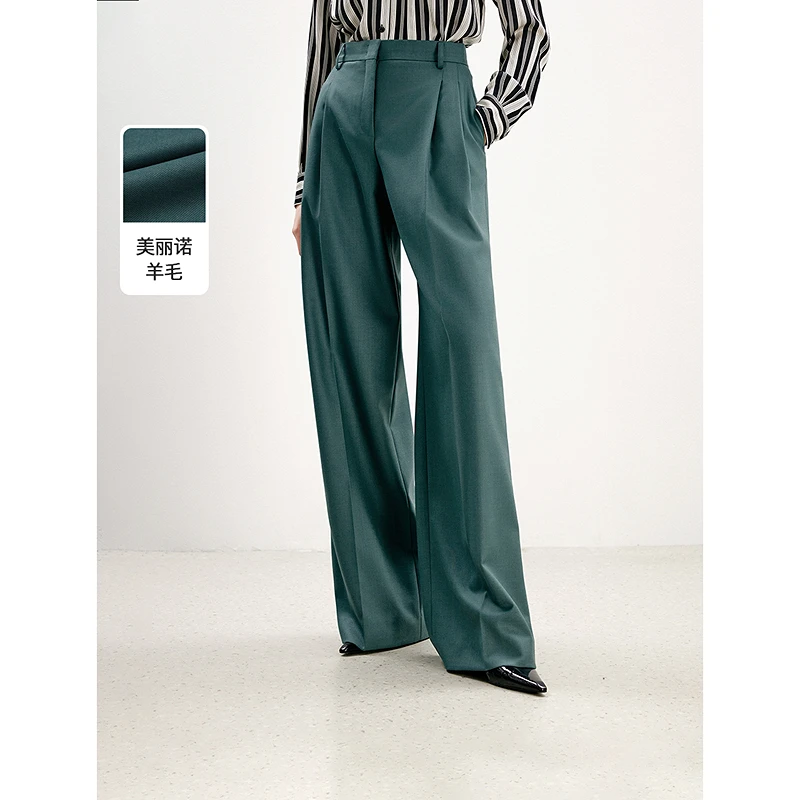 朗姿职业西裤女2024年秋季高级感直筒长裤新款法式气质西装裤