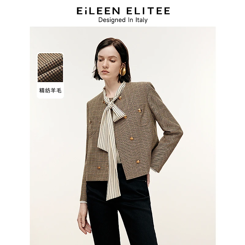 【小熊专属】朗姿欧洲EiLEENELITEE2024冬季新款法式正肩短外套