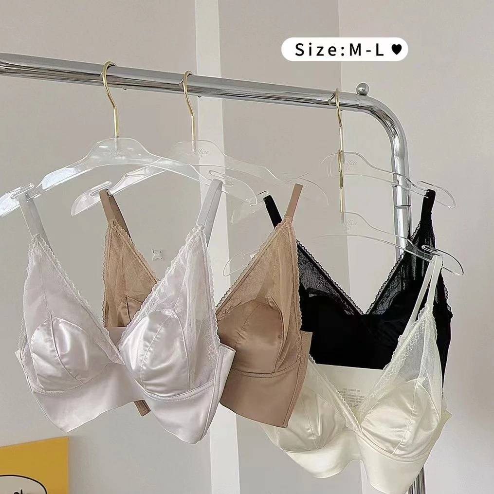 【白桃乌龙】轻奢法式蕾丝缎面拼接轻薄性感舒适无钢圈美背吊带2315