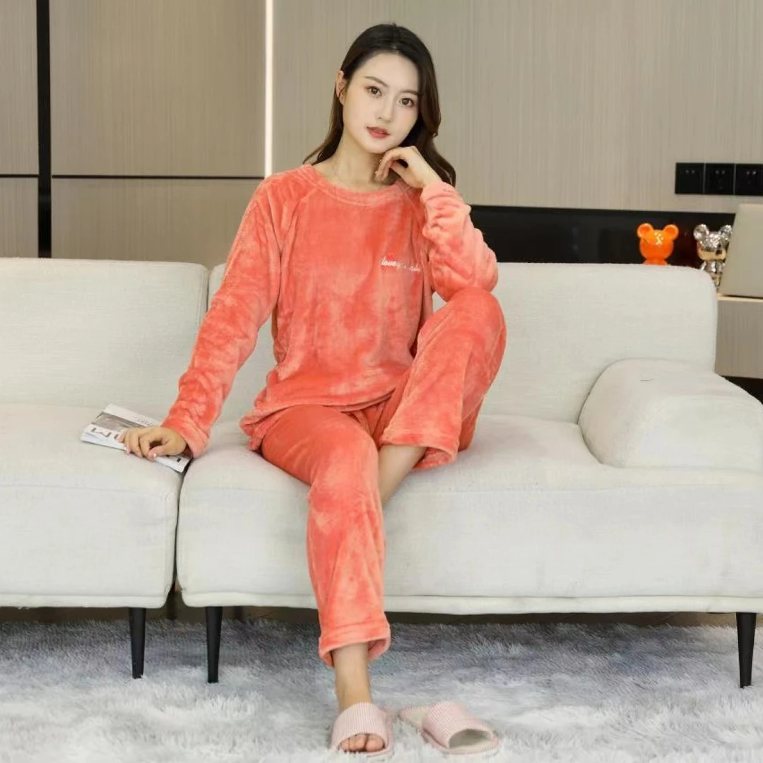 2025新款套头睡衣舒适女士休闲春秋宽松长袖保暖薄款甜美秋冬季