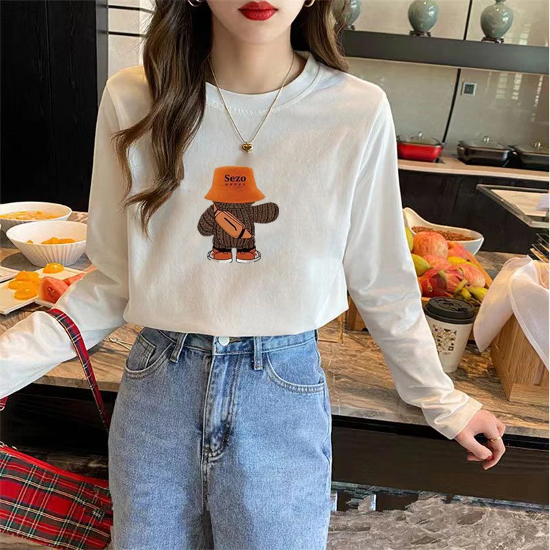 2024秋季新款韩版长袖t恤女装显白显瘦体恤女上衣打底衫外穿