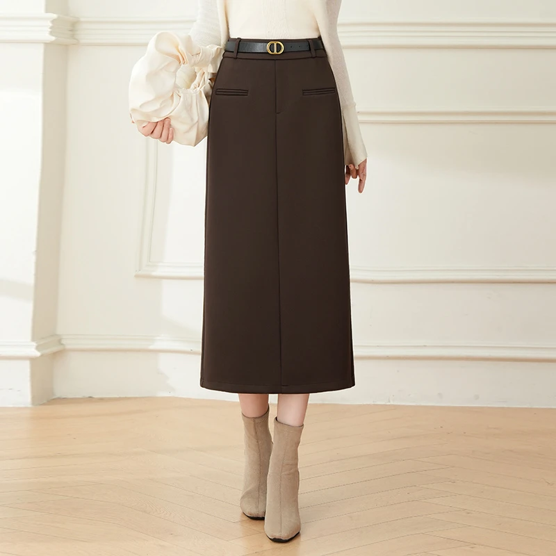 包臀裙中长款开叉一步裙女秋冬2025新款高腰半身裙气质直筒裙