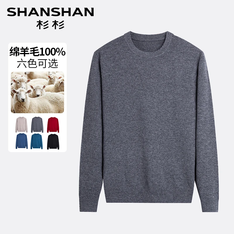【100%羊毛】杉杉秋冬男士圆领简约风长袖套头衫羊毛衫DSM2248002